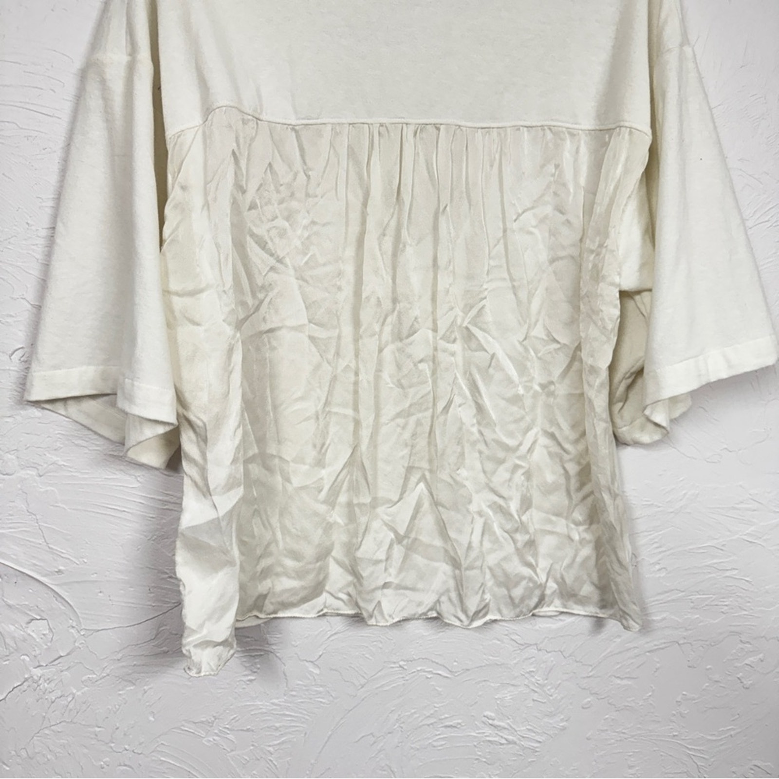 Kes White Linen Silk Short Sleeve Tee Shirt Womens S Lagenlook Closet Staple Top — image 4 of 8